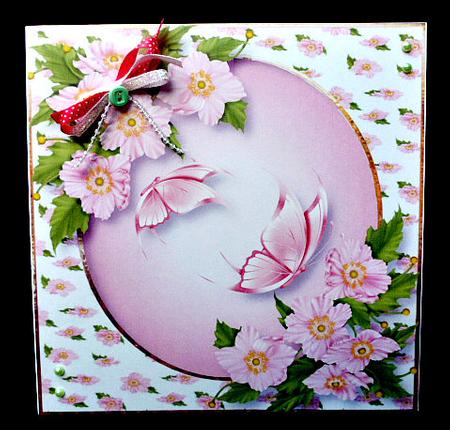 Pink Blossom & Butterflies 8x8 by Diane  Hitchcox