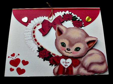 I Love You Kitty with Frill Heart and Bow by Diane  Hitchcox