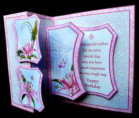 Fold Back Pop-up- Gazebo with Pink Lilies by Diane  Hitchcox