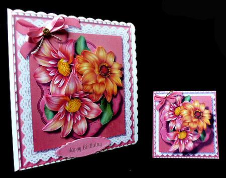 8x8 Mini Kit Beautiful Dahlias on Lace  by Diane  Hitchcox