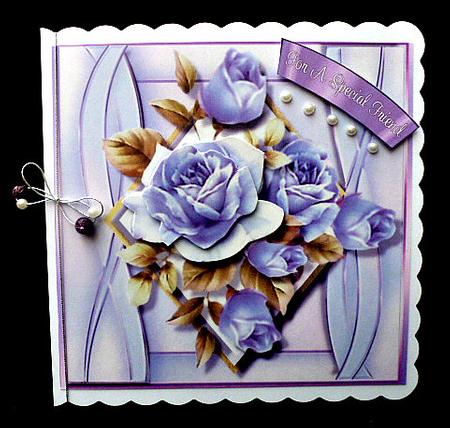Beautiful Lilac Roses on a Diamond Plaque by Diane  Hitchcox