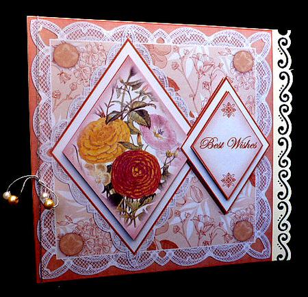 Borange Bouquet Best Wishes 7in Double Diamond Topper by Diane  Hitchcox