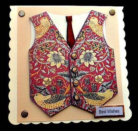 Strawberry Thief - William Morris Mens Waistcoat Card Topper by Diane  Hitchcox