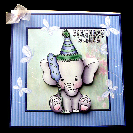 Party Elephant Card with Decoupage by Diane  Hitchcox