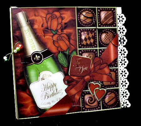 8 x 8 Birthday Champers, Chocs N Roses Scalloped Corner Kit by Diane  Hitchcox