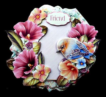 Country Birds 7x7 Tent Card Mini-kit - Hibiscus Bird by Diane  Hitchcox