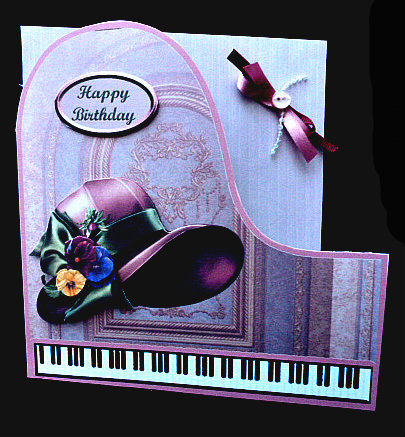 Hat Piano Card Front by Diane  Hitchcox