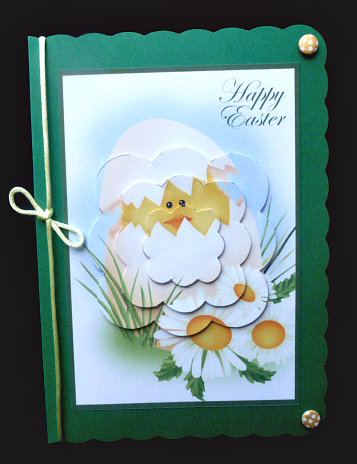 Easter Chicken in Egg Scalloped Pyramid by Diane  Hitchcox