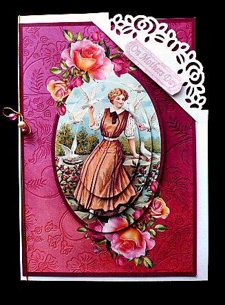 Vintage Lady with Birds Oval Pyramid by Diane  Hitchcox