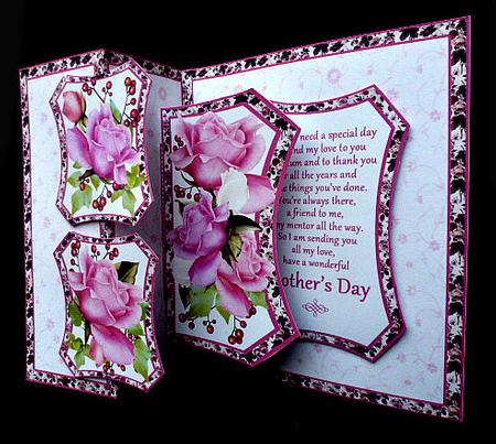 Fold Back Pop-up Mother's Day Pink Roses by Diane  Hitchcox