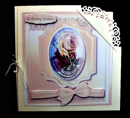 Beautiful Cream and Red Roses in a Cameo Plaque  by Diane  Hitchcox