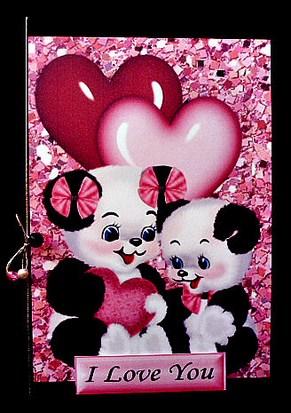 Cute Pair of Love Pandas with Hearts, and Toppers by Diane  Hitchcox