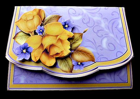 Yellow Roses Flapover Clutch Bag Card Mini Kit by Diane  Hitchcox