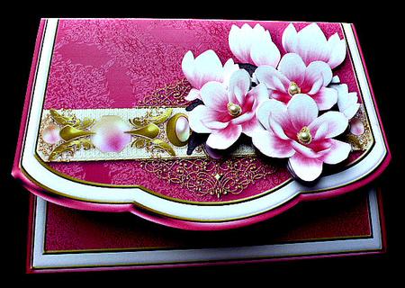Pink Magnolias Flapover Clutch Bag Card Mini Kit by Diane  Hitchcox