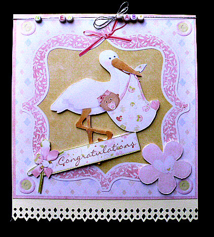 8x8 New Baby Girl Decoupage Topper 2 by Diane  Hitchcox