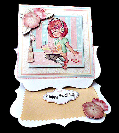 Teen Gadgets Girl Birthday Card Topper & Decoupage by Diane  Hitchcox