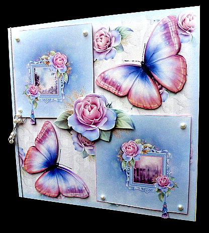 Soft Butterfly Roses Card Front Kit Includes Insert Too by Diane  Hitchcox