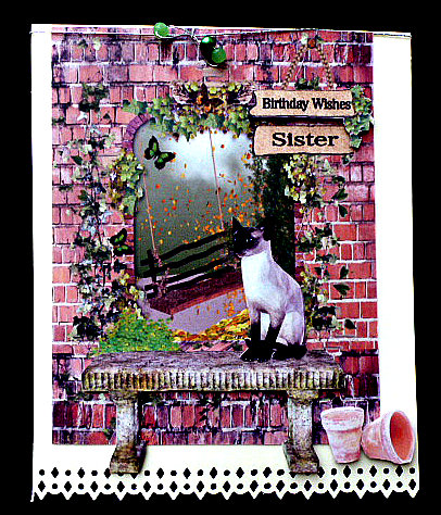 Siamese Cat in Garden by Diane  Hitchcox