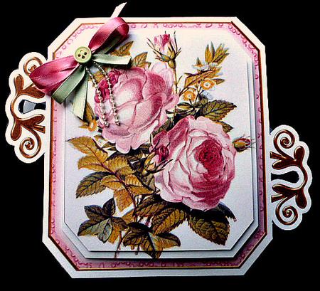 Pink Roses Fancy Emerald 3D Mini Card Kit by Diane  Hitchcox
