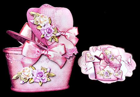 Soft Rose Vintage Hat with Basket by Diane  Hitchcox
