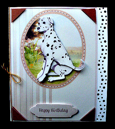 Beautiful Dalmation Dog in a Stitched Frame  by Diane  Hitchcox
