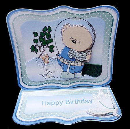 Fishing Bear Shaped Easel Card Kit by Diane  Hitchcox