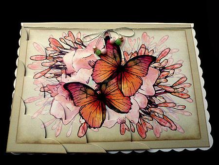 A5 Butterflies & Flowers Scallop Corner Side Stacker by Diane  Hitchcox