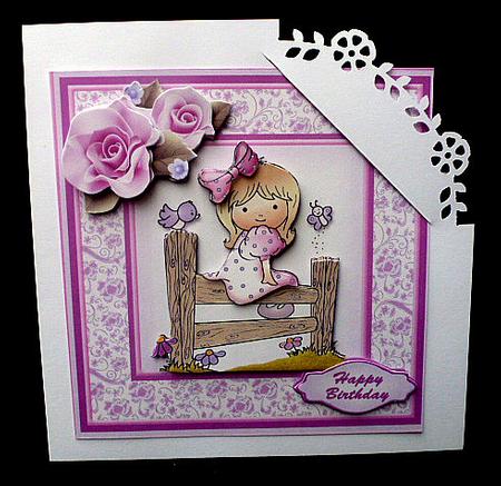 Girl Sitting on Fence Square Card Front by Diane  Hitchcox