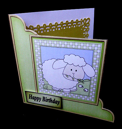 Little Lamb Cut and Fold Corner Card by Diane  Hitchcox
