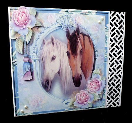 Beautiful Horsrs with Frosted Roses by Diane  Hitchcox