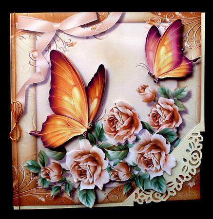 8x8 Mini Kit Beautiful Golden Butterfly's and Roses by Diane  Hitchcox