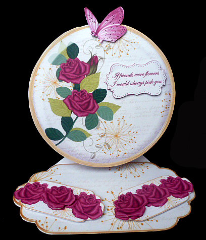 Cerise Rose If Friends -  Pretty Circle Easel Card Mini Kit by Diane  Hitchcox