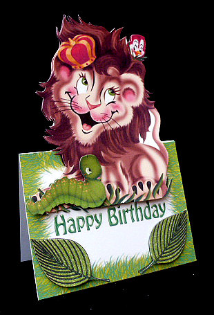 King of the Jungle Cute Lion with Friends, Over the Edge by Diane  Hitchcox