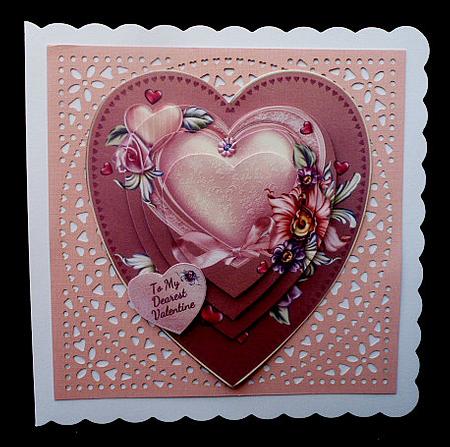 Glorious Pink Heart Shaped Card Front by Diane  Hitchcox