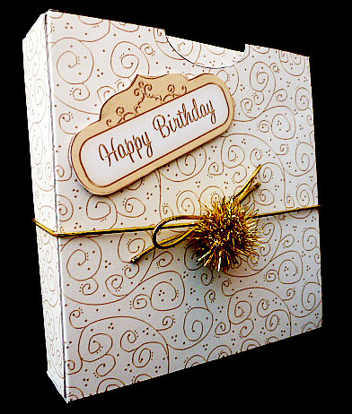 3D Gold Swirls Gift Favour Card Box by Diane  Hitchcox