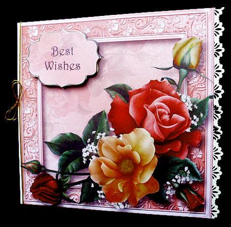 Beautiful Pink & Peach Roses 8x8 Quick Topper by Diane  Hitchcox
