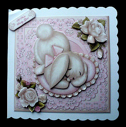 Pink Puppy on Cushion Square Card Front by Diane  Hitchcox