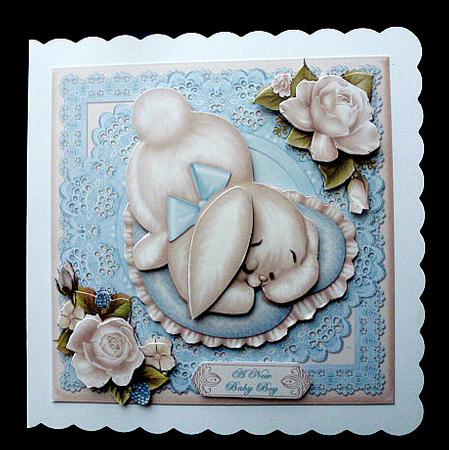 Blue Puppy on Cushion Square Card Front by Diane  Hitchcox