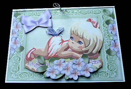 Little Girl with Butterfly on Her Bottom and Flowers by Diane  Hitchcox