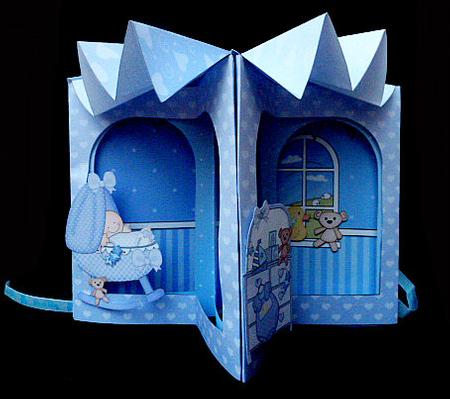 3D New Baby Boy Carousel Scene Card Kit by Diane  Hitchcox