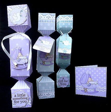 3D New Baby Boy Cracker Gift Favour Boxes by Diane  Hitchcox