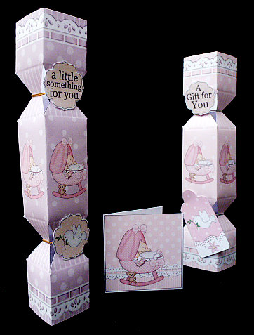 3D Baby Girl Cracker Gift Favour Boxes by Diane  Hitchcox