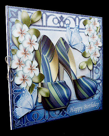Blue Shoes, Cascading Blue Flower ,butterflies 8x8 Mini Kit by Diane  Hitchcox