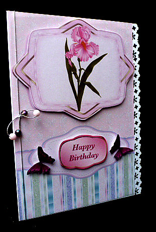 Pink Floral Butterfly Card Front(2tone) by Diane  Hitchcox