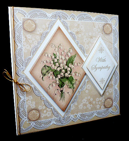 Lily of Valley with Sympathy 7in Double Diamond Topper by Diane  Hitchcox