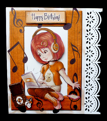 Girl with Her Laptop in Gold & Mp3 Player Lets Make Music by Diane  Hitchcox