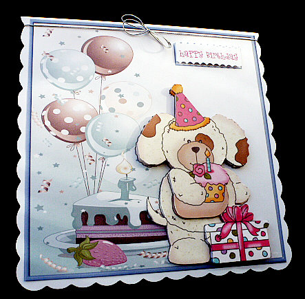Teddy Birthday Cake Card and Decoupage by Diane  Hitchcox