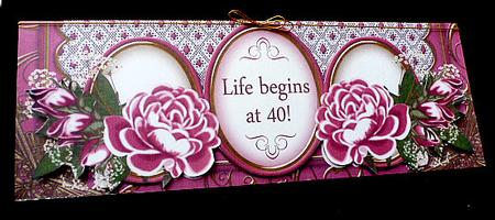 Cerise Rose Life Begins at 40 Large Dl Decoupage Card Kit by Diane  Hitchcox