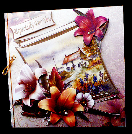 8x8 Fall Lilies with Choice of Scene by Diane  Hitchcox