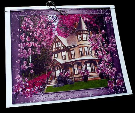 Cherry Blossom House Topper with Insert by Diane  Hitchcox